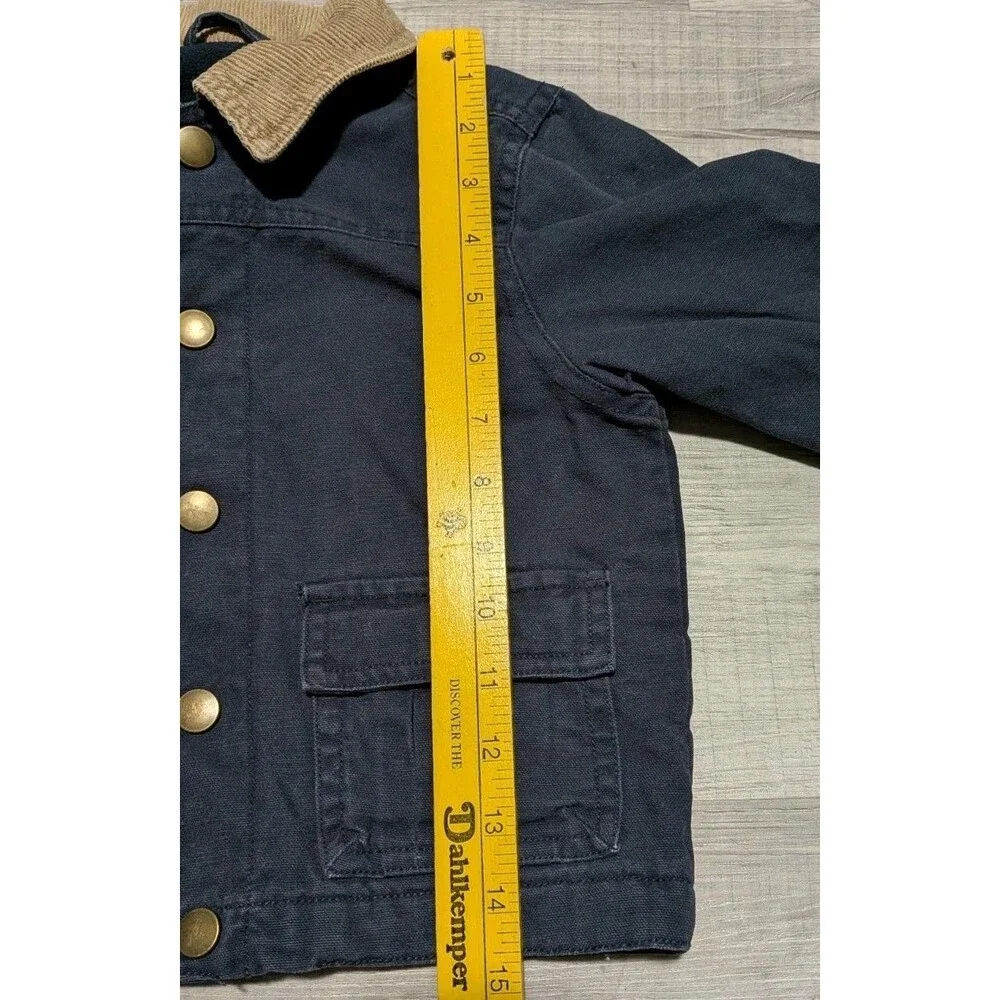 Gymboree Work Chore Jacket with Corduroy Collar and Snaps Boy's Sz 2T-3T Navy